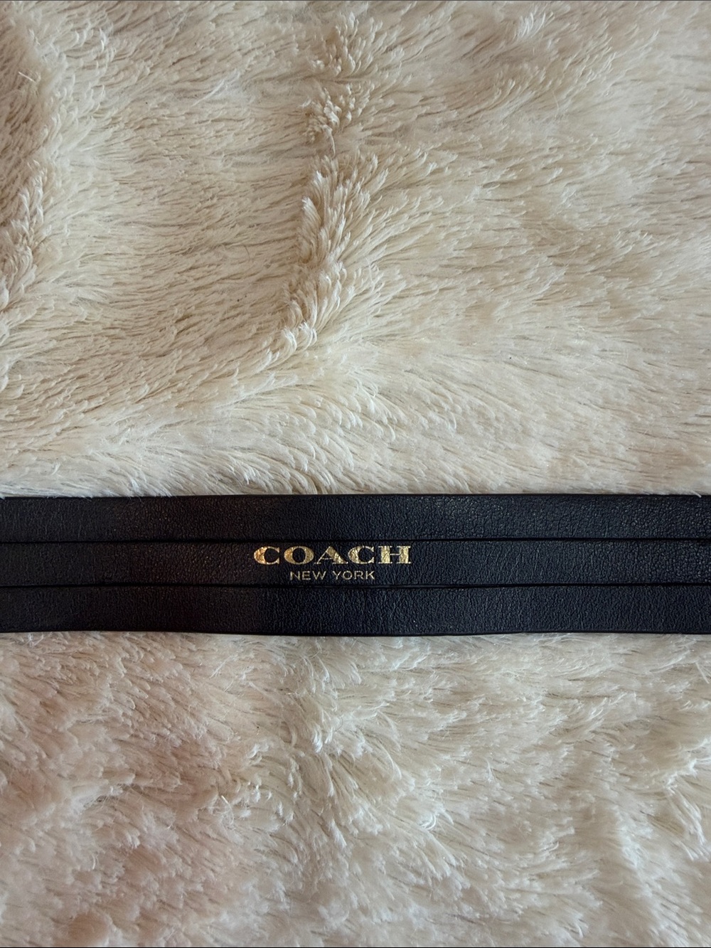 Coach Black Leather Snap Cuff Bracelet with Gold Hardware - Picture 2 of 6